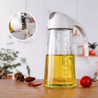 630ml Food-Grade Glass Oil Dispenser Bottle – Automatic Flip Cap